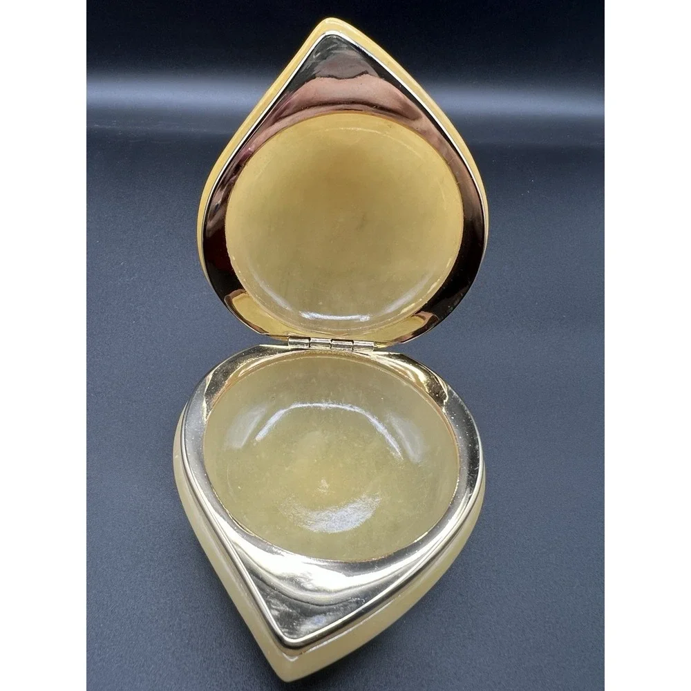 Vintage Genuine Alabaster Hand Carved In Italy Heart Shaped Trinket‎ Box hinged